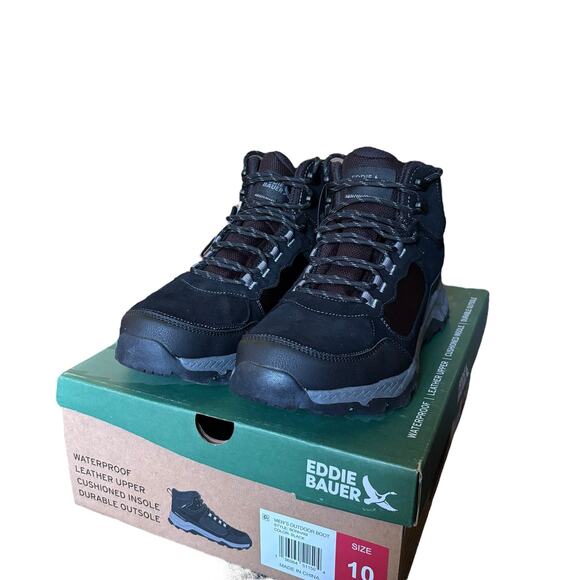 NWT Eddie Bauer Men’s Waterproof Outdoor Hiking Boots Brown Size 10 - Picture 1 of 7